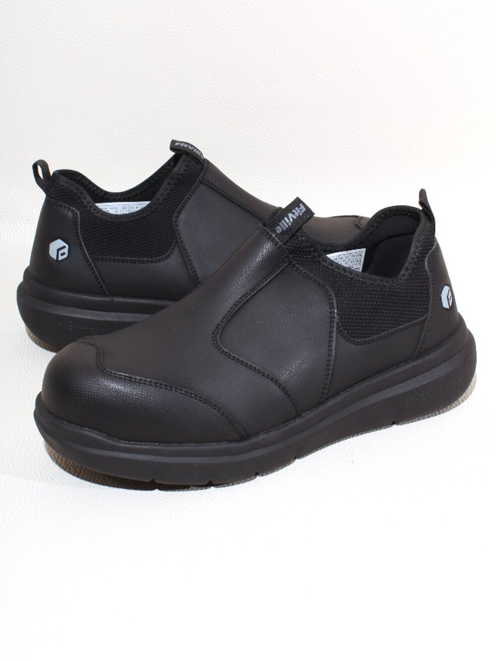 Mens FitVille Diabetic Shoes Sz 9 Extra Wide Black Slip On Steel Toe Safety Shoe